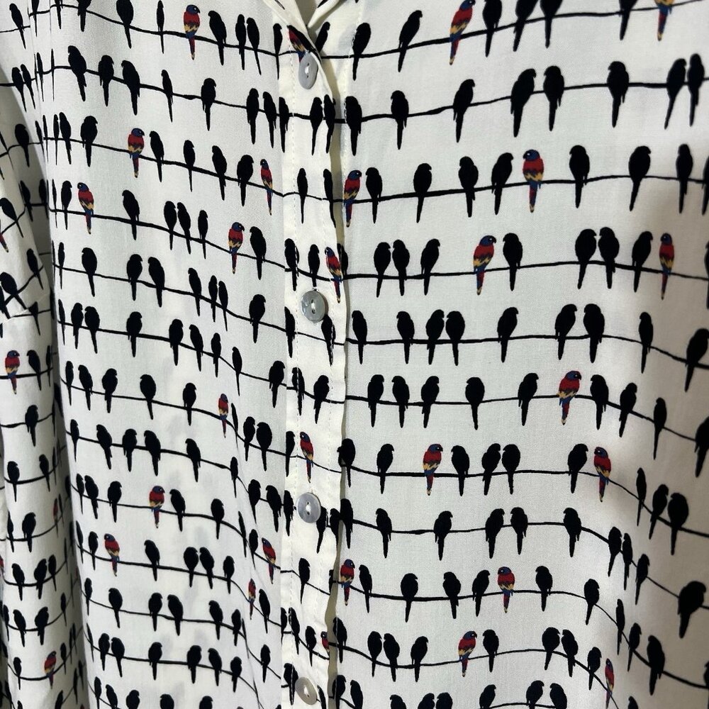 Jane and Delancey Women’s Blouse Birds Tab Sleeve Button Rayon Shirt Plus 1X - Picture 10 of 11